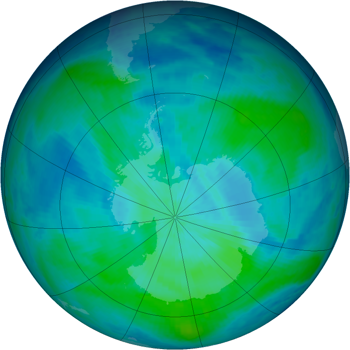 Antarctic ozone map for 03 March 1998